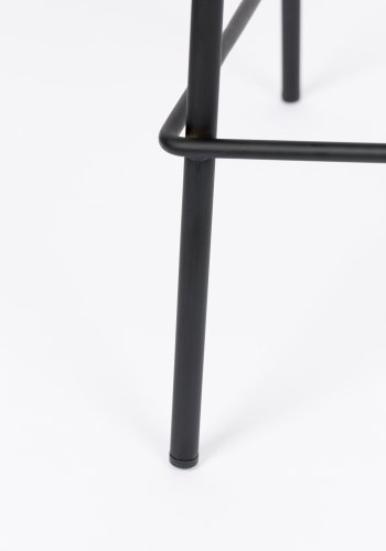 WHITE LABEL LIVING Jolien counterstol, m. rygln og fodsttte - mrkegr polyester og sort stl