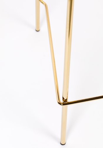 WHITE LABEL LIVING Jolien counterstol, m. rygln og fodsttte - mrkegrn polyester og guld stl