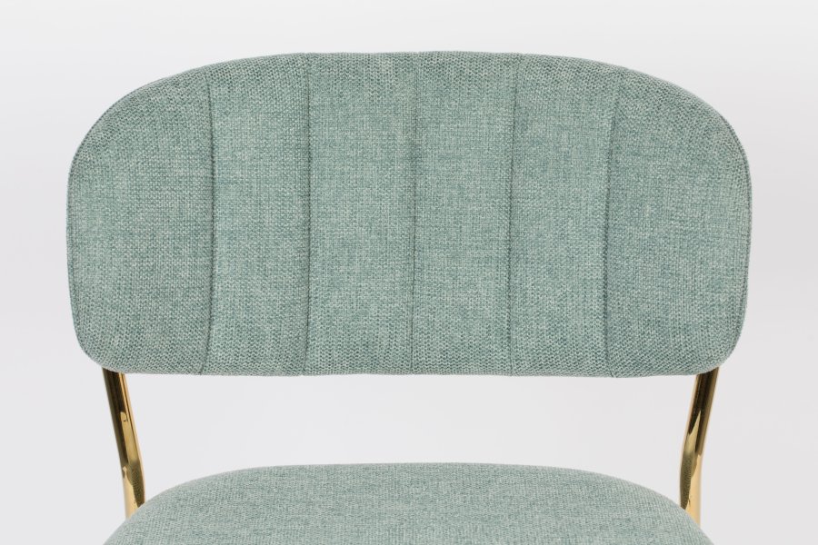 WHITE LABEL LIVING Jolien counterstol, m. rygln og fodsttte - lysegrn polyester og guld stl