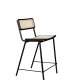 ZUIVER Jort barstol, m. rygln og fodsttte - natur rattan og sort stl (66,5cm)