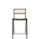 ZUIVER Jort barstol, m. rygln og fodsttte - natur rattan og sort stl (66,5cm)
