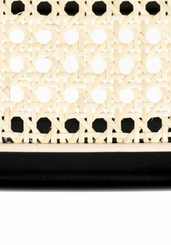 ZUIVER Jort barstol, m. rygln og fodsttte - natur rattan og sort stl (66,5cm)