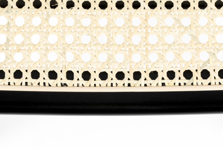 ZUIVER Jort barstol, m. rygln og fodsttte - natur rattan og sort stl (66,5cm)