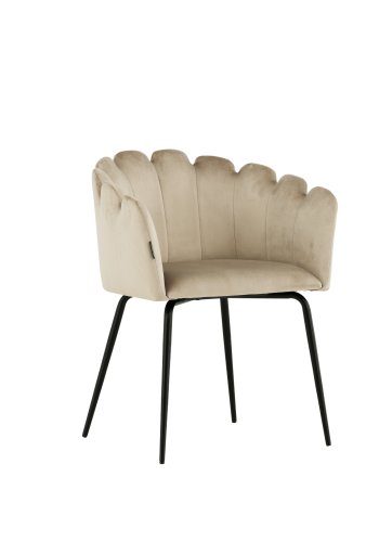 VENTURE DESIGN Limhamn spisebordsstol, m. armln - beige fljl og sort stl