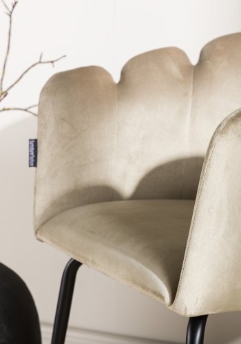 VENTURE DESIGN Limhamn spisebordsstol, m. armln - beige fljl og sort stl