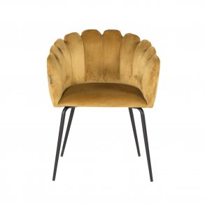 VENTURE DESIGN Limhamn spisebordsstol, m. armln - gul velour og sort metal