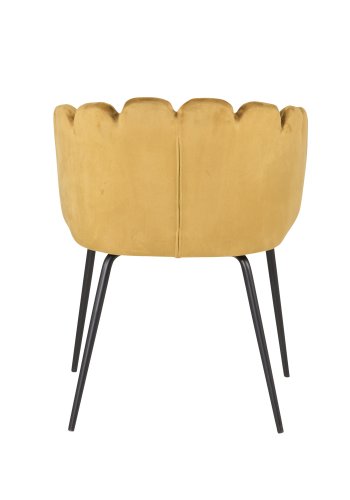 VENTURE DESIGN Limhamn spisebordsstol, m. armln - gul velour og sort metal