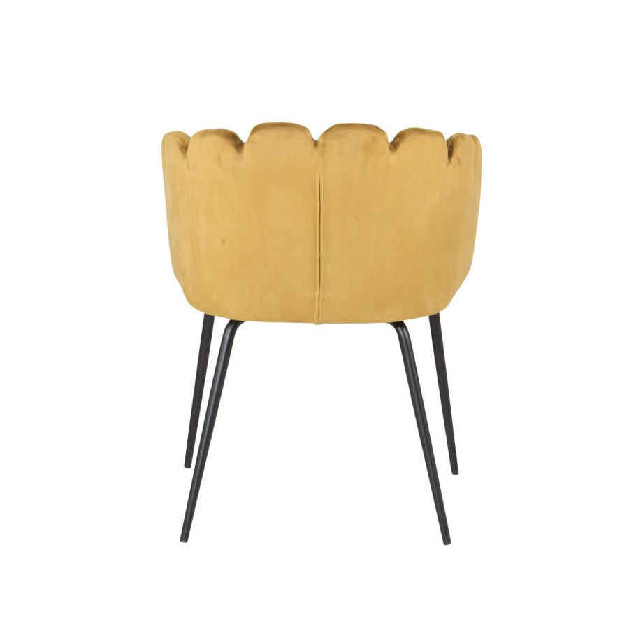 VENTURE DESIGN Limhamn spisebordsstol, m. armln - gul velour og sort metal