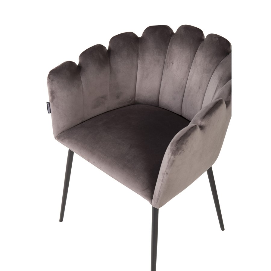 VENTURE DESIGN Limhamn spisebordsstol, m. armln - gr velour og sort metal