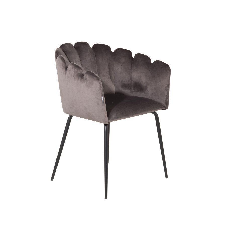 VENTURE DESIGN Limhamn spisebordsstol, m. armln - gr velour og sort metal