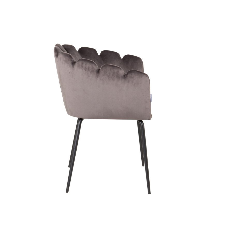 VENTURE DESIGN Limhamn spisebordsstol, m. armln - gr velour og sort metal