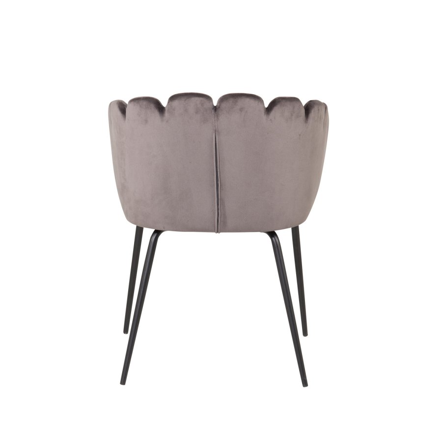 VENTURE DESIGN Limhamn spisebordsstol, m. armln - gr velour og sort metal