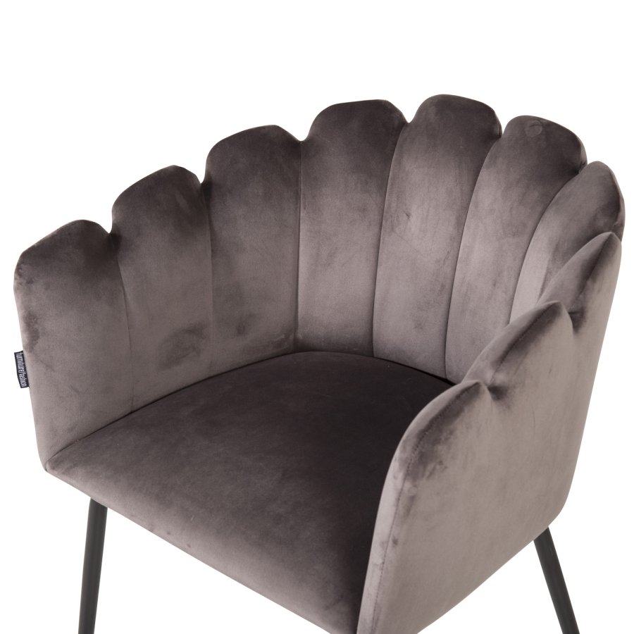 VENTURE DESIGN Limhamn spisebordsstol, m. armln - gr velour og sort metal