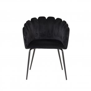 VENTURE DESIGN Limhamn spisebordsstol, m. armln - sort velour og metal