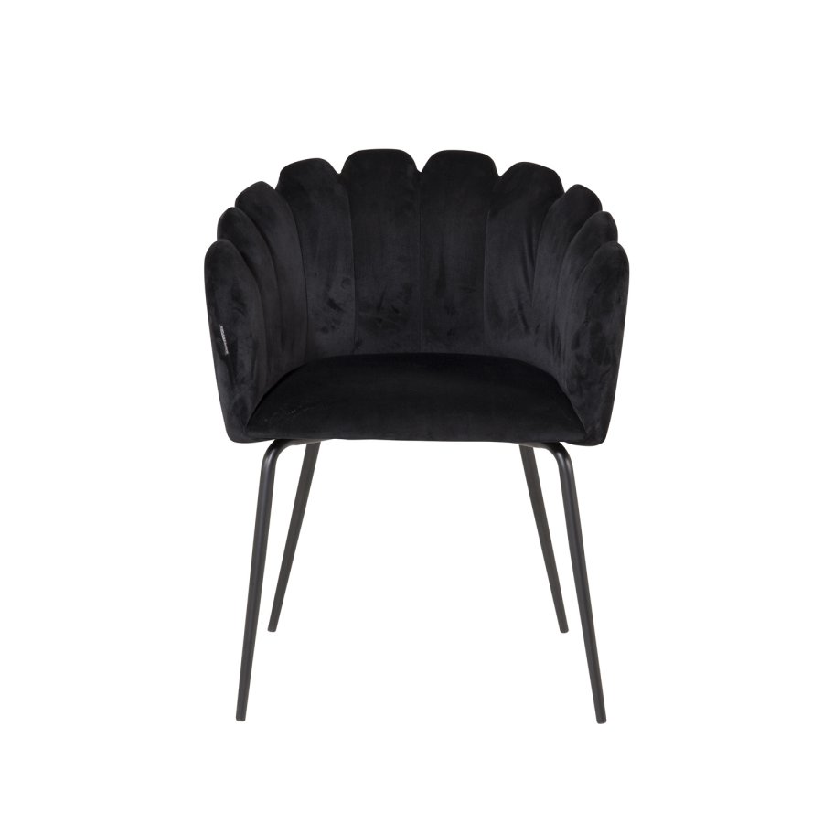 VENTURE DESIGN Limhamn spisebordsstol, m. armln - sort velour og metal