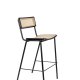 ZUIVER Jort barstol, m. rygln og fodsttte - natur rattan og sort stl (77,5cm)