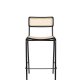 ZUIVER Jort barstol, m. rygln og fodsttte - natur rattan og sort stl (77,5cm)