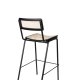 ZUIVER Jort barstol, m. rygln og fodsttte - natur rattan og sort stl (77,5cm)