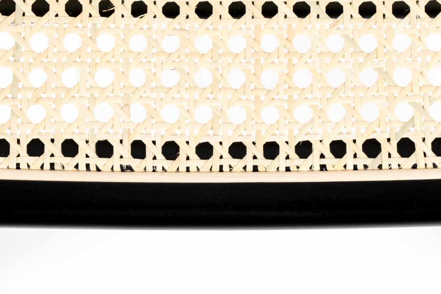 ZUIVER Jort barstol, m. rygln og fodsttte - natur rattan og sort stl (77,5cm)