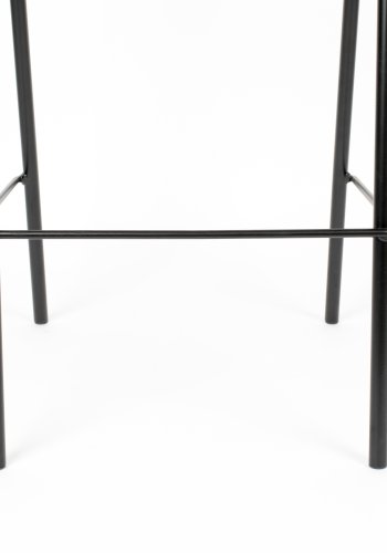 ZUIVER Jort barstol, m. rygln og fodsttte - natur rattan og sort stl (77,5cm)