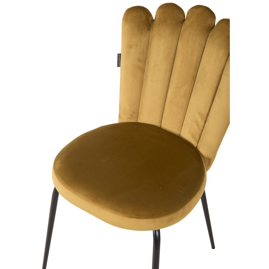 VENTURE DESIGN Limhamn spisebordsstol - gul velour og sort metal