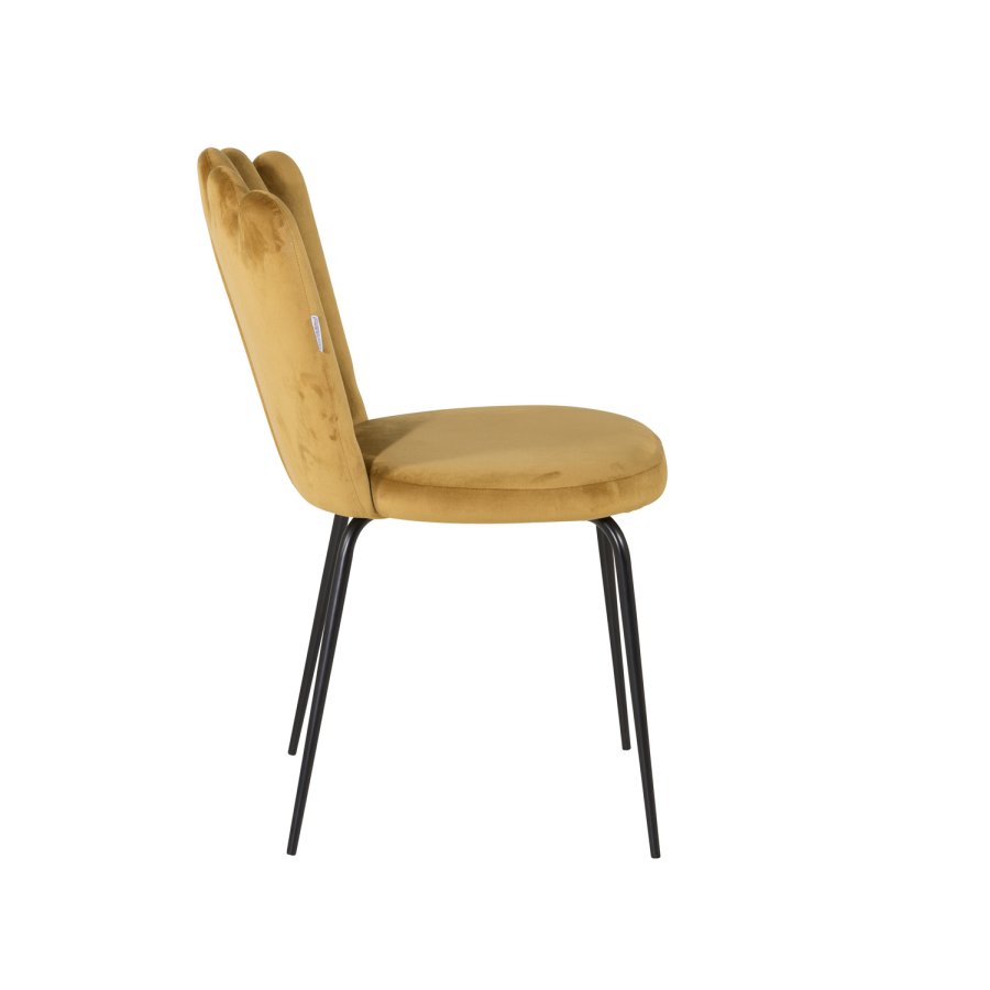 VENTURE DESIGN Limhamn spisebordsstol - gul velour og sort metal