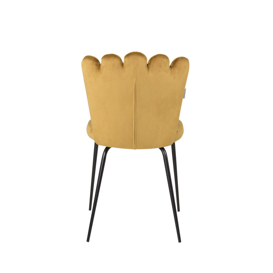 VENTURE DESIGN Limhamn spisebordsstol - gul velour og sort metal