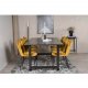 VENTURE DESIGN Limhamn spisebordsstol - gul velour og sort metal