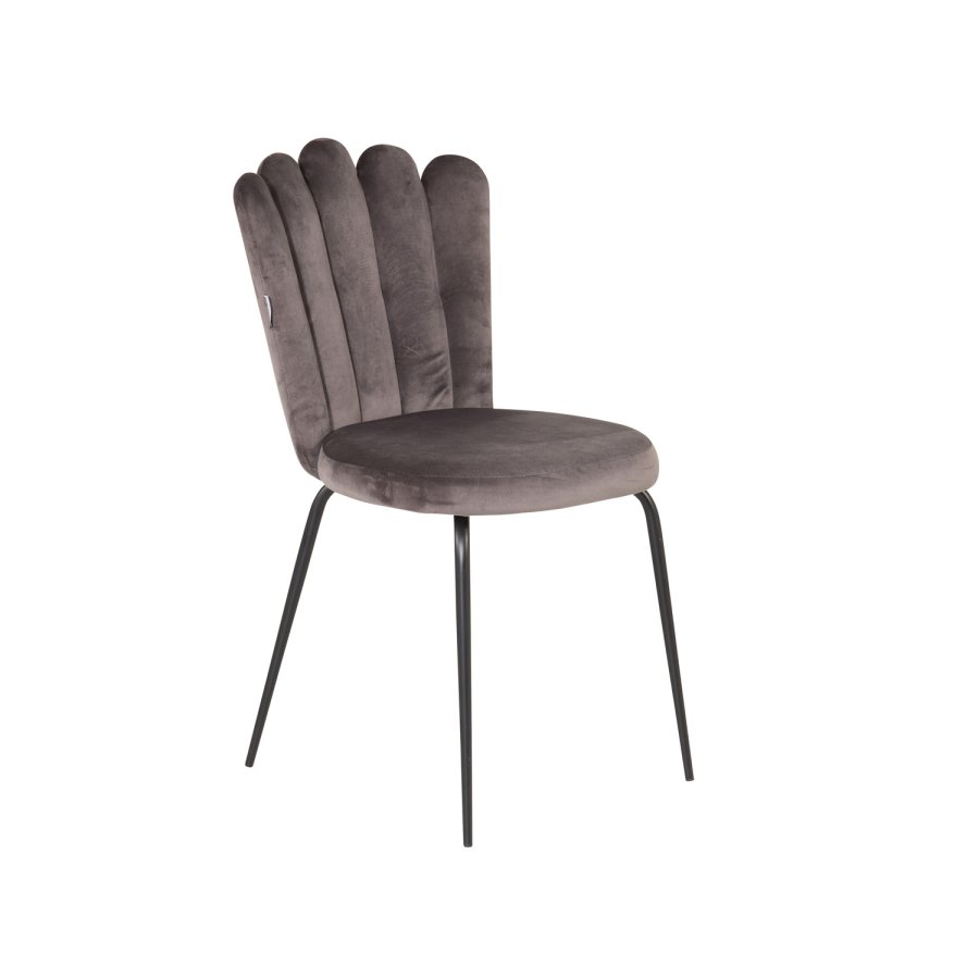 VENTURE DESIGN Limhamn spisebordsstol - gr velour og sort metal