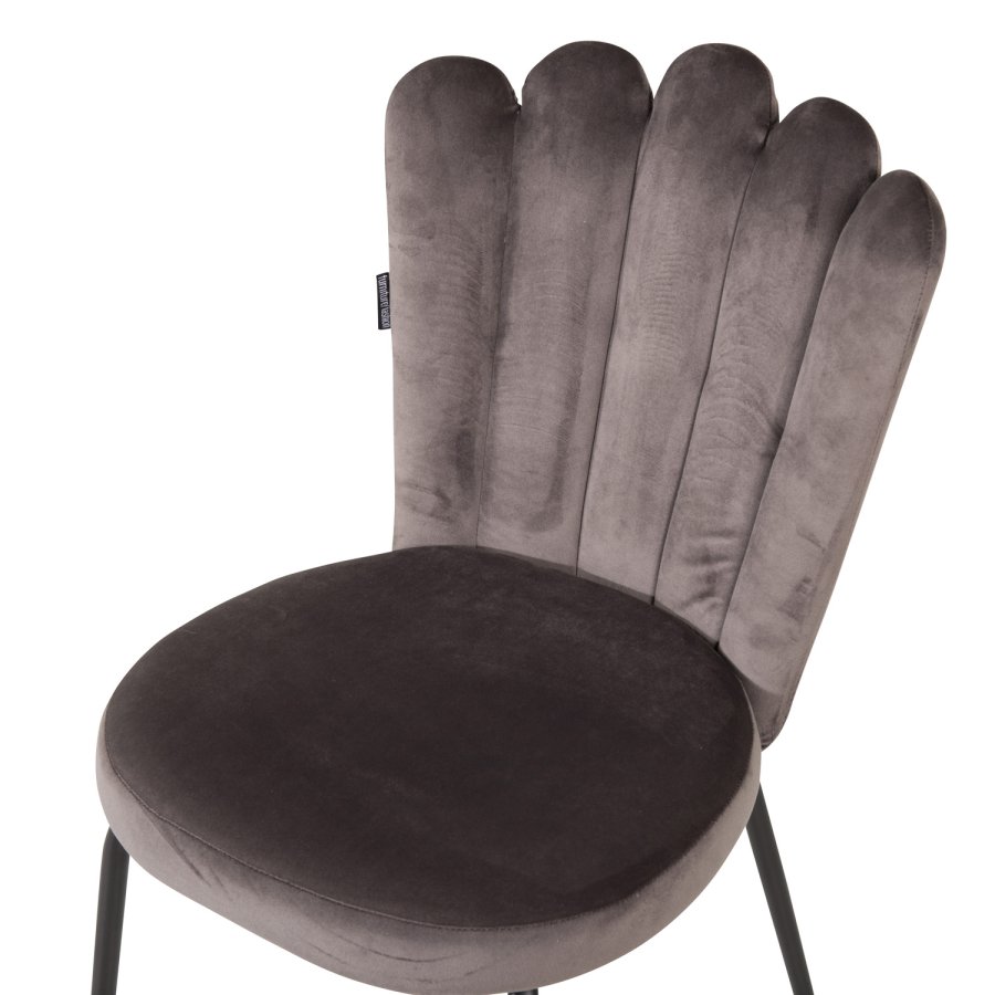 VENTURE DESIGN Limhamn spisebordsstol - gr velour og sort metal