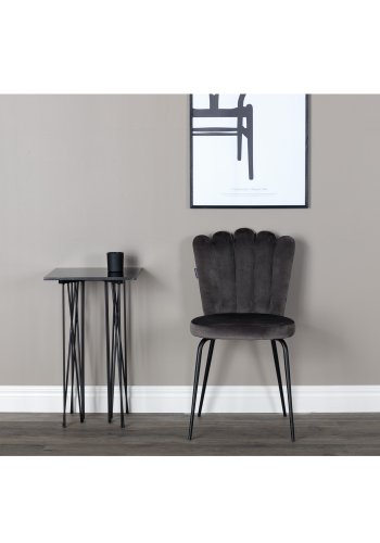 VENTURE DESIGN Limhamn spisebordsstol - gr velour og sort metal