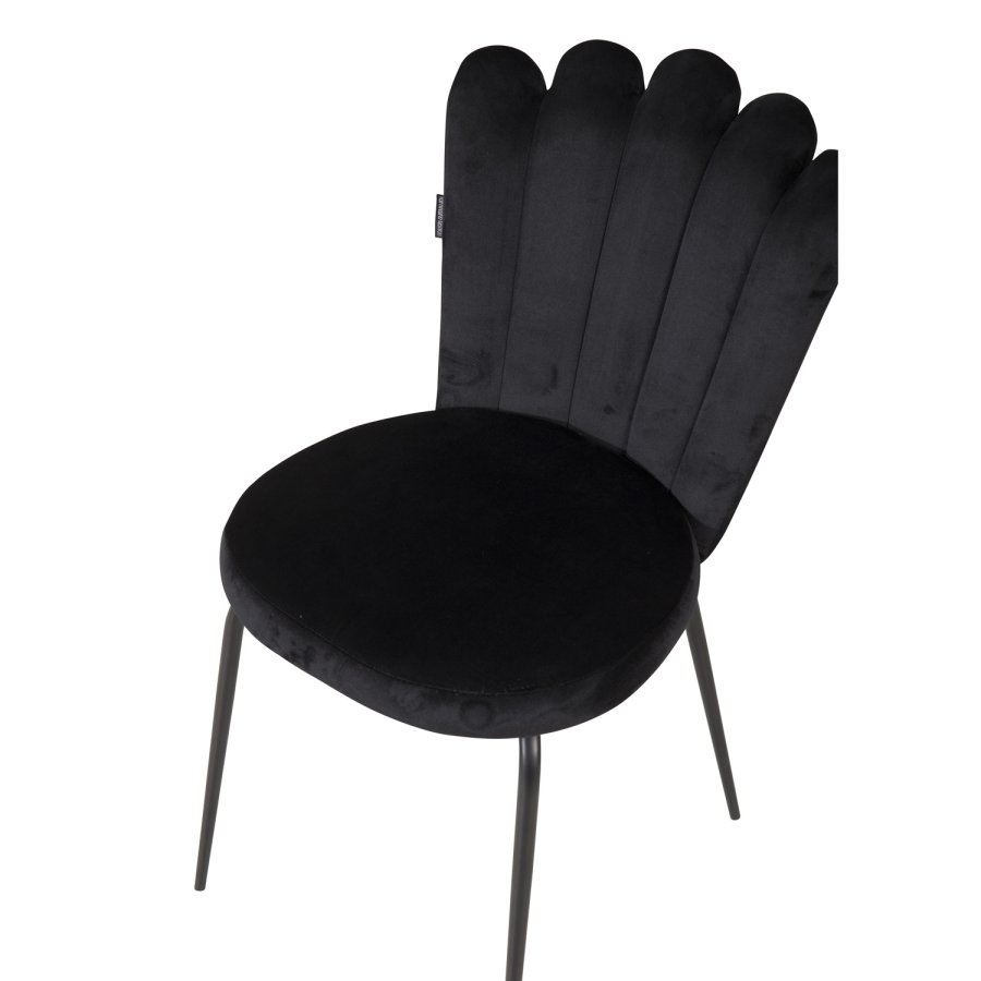 VENTURE DESIGN Limhamn spisebordsstol - sort velour og sort metal