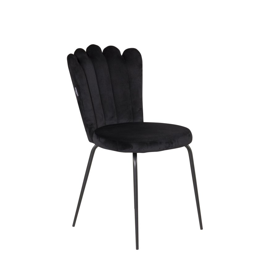 VENTURE DESIGN Limhamn spisebordsstol - sort velour og sort metal