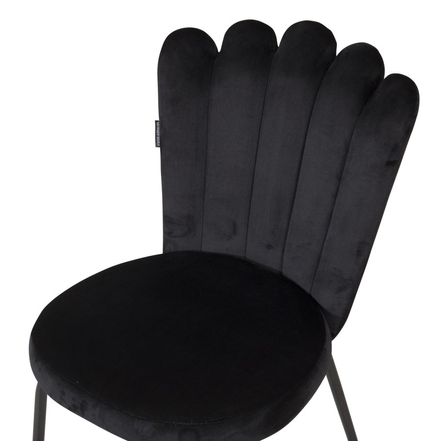 VENTURE DESIGN Limhamn spisebordsstol - sort velour og sort metal