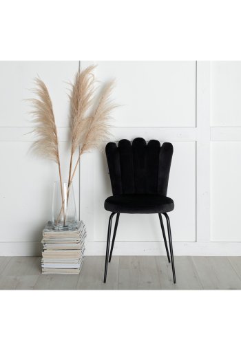 VENTURE DESIGN Limhamn spisebordsstol - sort velour og sort metal