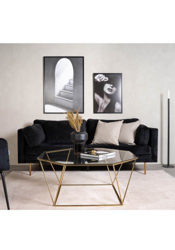 VENTURE DESIGN Österlen sofabord - rgfarvet glas og messing metal (100)