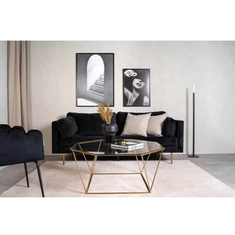 VENTURE DESIGN Österlen sofabord - rgfarvet glas og messing metal (100)