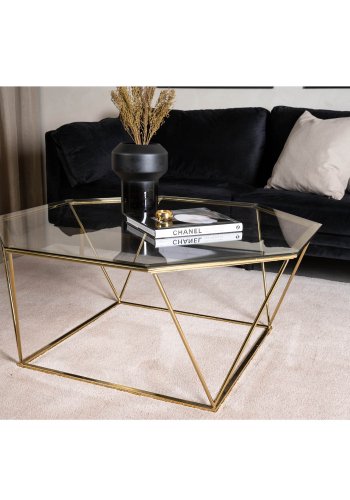 VENTURE DESIGN Österlen sofabord - rgfarvet glas og messing metal (100)