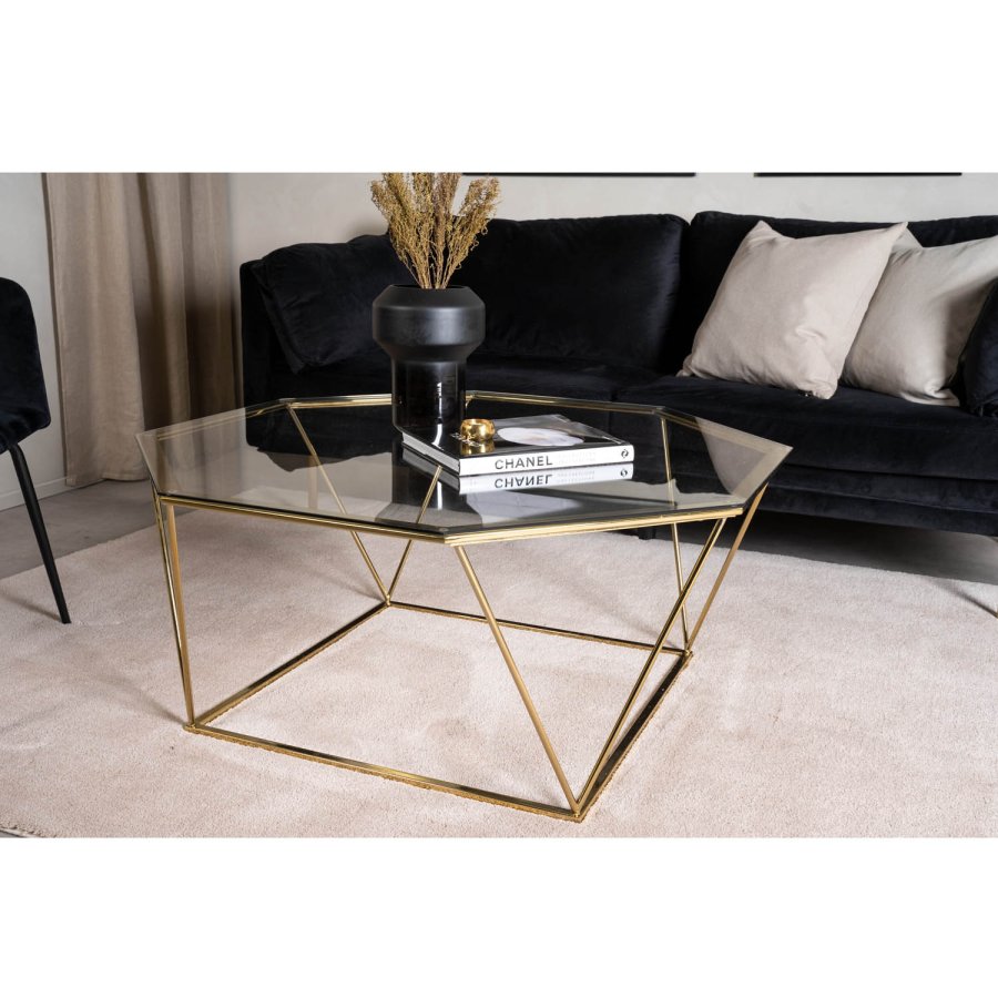 VENTURE DESIGN Österlen sofabord - rgfarvet glas og messing metal (100)