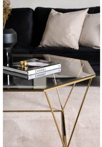 VENTURE DESIGN Österlen sofabord - rgfarvet glas og messing metal (100)