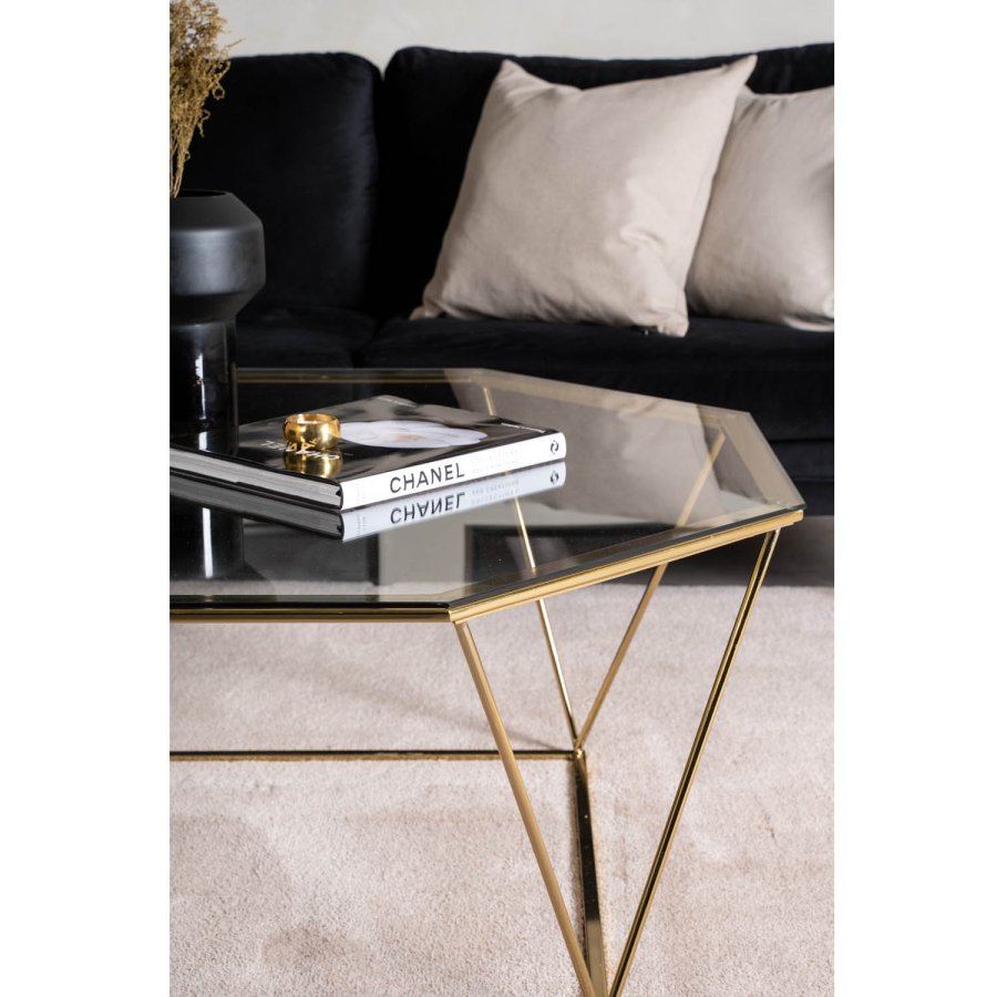 VENTURE DESIGN Österlen sofabord - rgfarvet glas og messing metal (100)