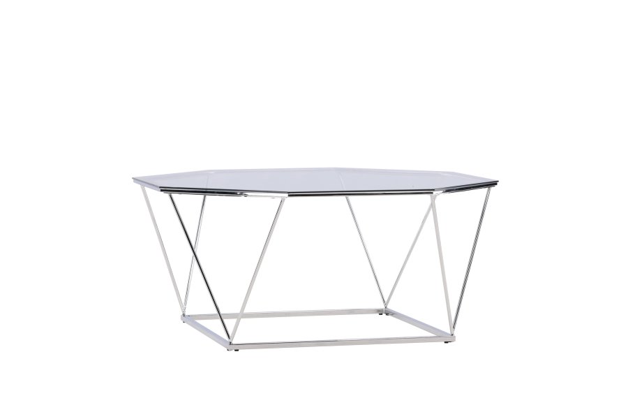 VENTURE DESIGN Österlen sofabord, ottekantet - klar glas og slv krom stl (100)