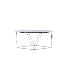 VENTURE DESIGN Österlen sofabord, ottekantet - klar glas og slv krom stl (100)