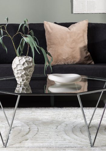 VENTURE DESIGN Österlen sofabord, ottekantet - klar glas og slv krom stl (100)