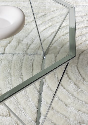 VENTURE DESIGN Österlen sofabord, ottekantet - klar glas og slv krom stl (100)