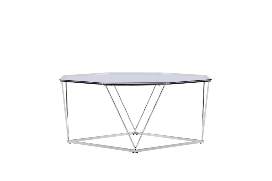 VENTURE DESIGN Österlen sofabord, ottekantet - klar glas og slv krom stl (100)