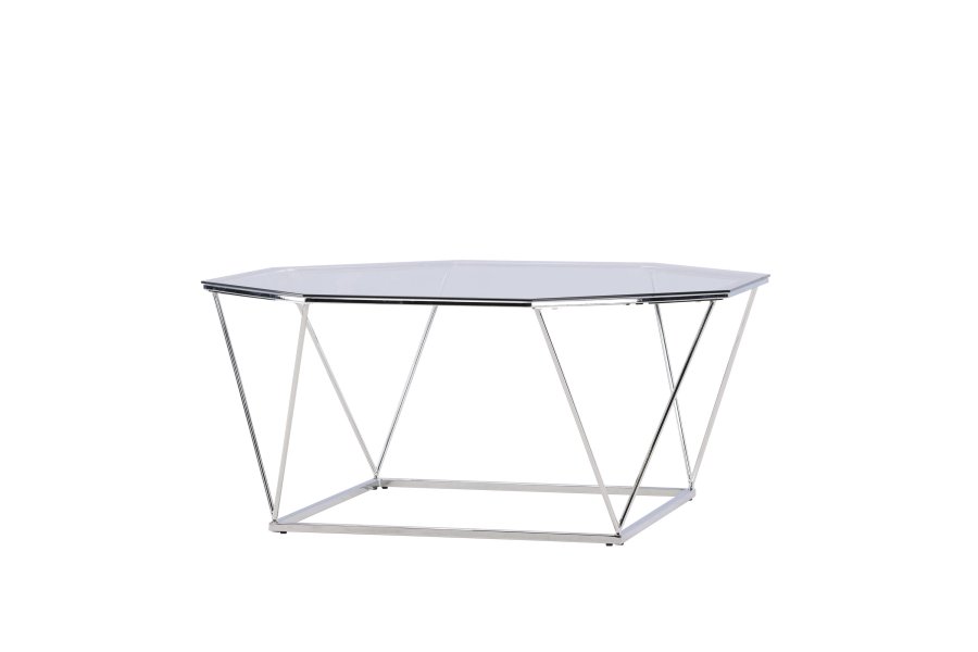 VENTURE DESIGN Österlen sofabord, ottekantet - klar glas og slv krom stl (100)