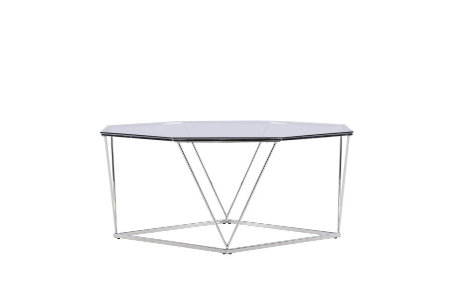 VENTURE DESIGN Österlen sofabord, ottekantet - klar glas og slv krom stl (100)