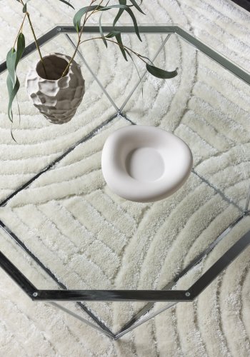 VENTURE DESIGN Österlen sofabord, ottekantet - klar glas og slv krom stl (100)