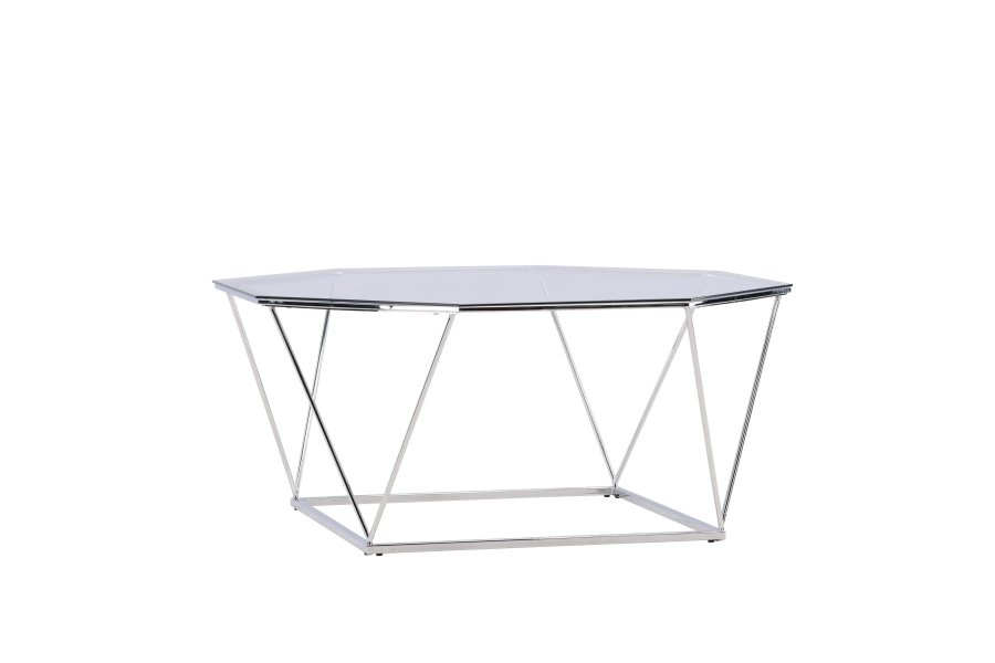 VENTURE DESIGN Österlen sofabord, ottekantet - klar glas og slv krom stl (100)